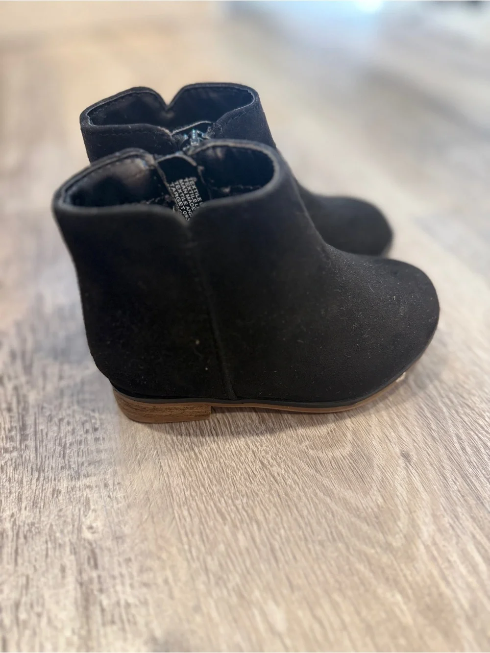Cat & Jack Toddler Black Faux Suede Ankle Boots Size 5 Side Zip Chelsea Booties